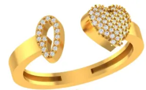 VS Diamonds & 10K Gold Initial O Heart Ring