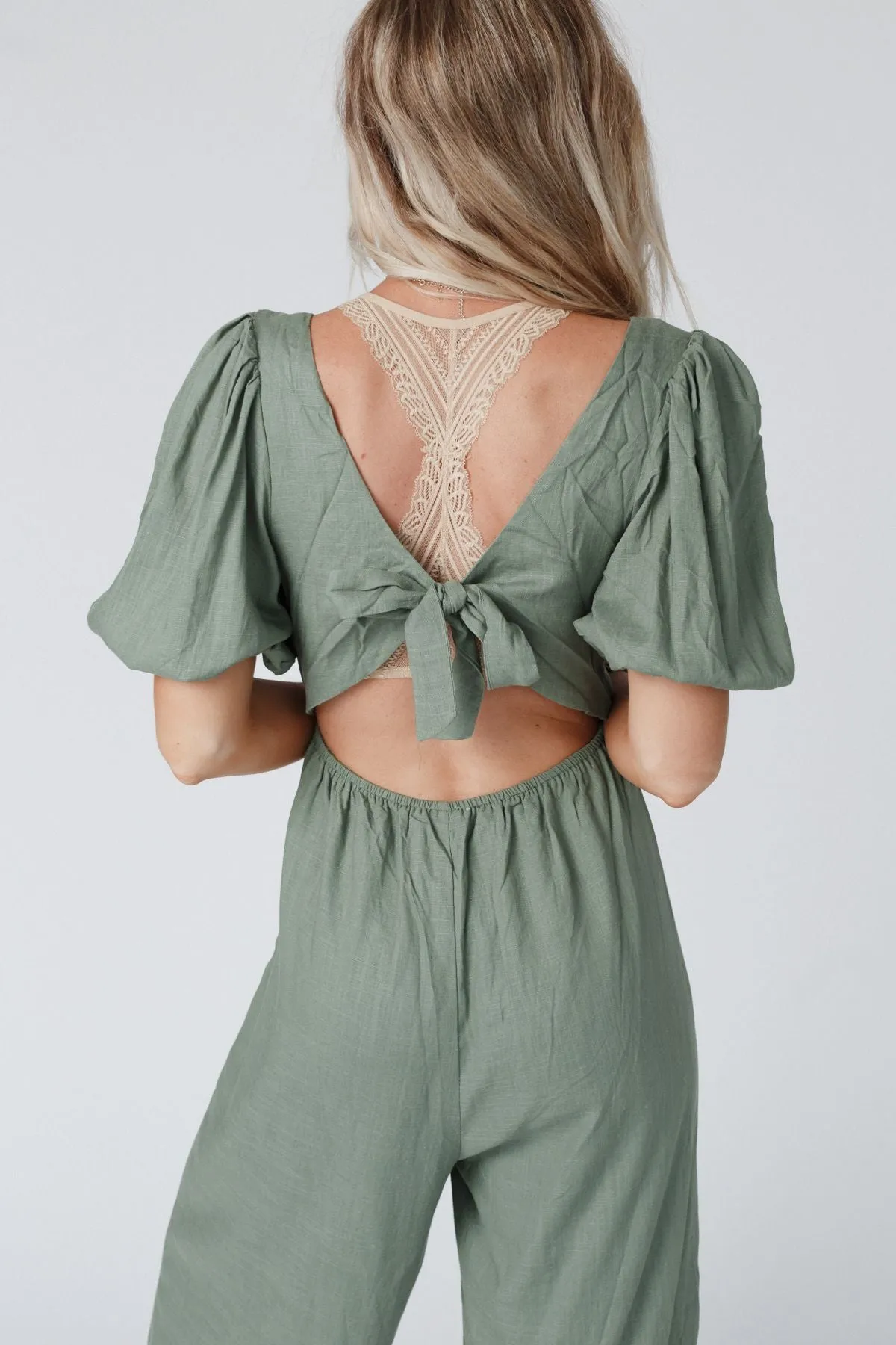 Weekender Puff Sleeve Jumpsuit - Olive