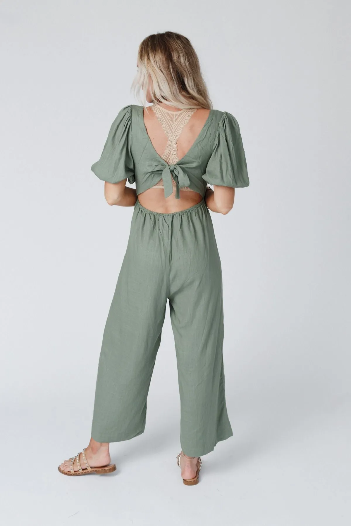 Weekender Puff Sleeve Jumpsuit - Olive