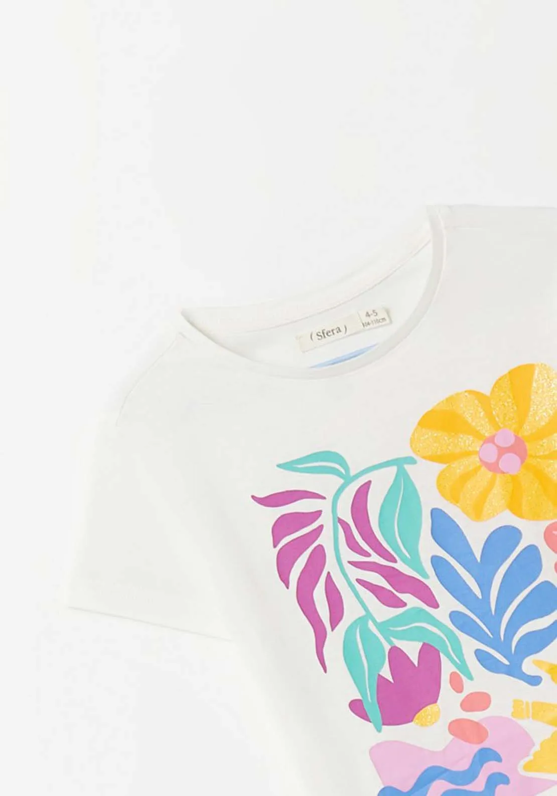 White Floral Print T-Shirt - Cream