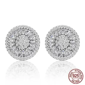 White Zirconium Diamond Stud Earrings - 925 Sterling Silver