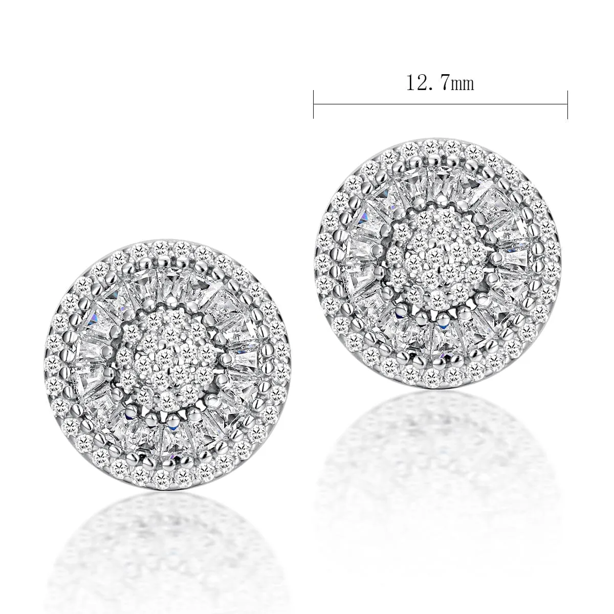 White Zirconium Diamond Stud Earrings - 925 Sterling Silver