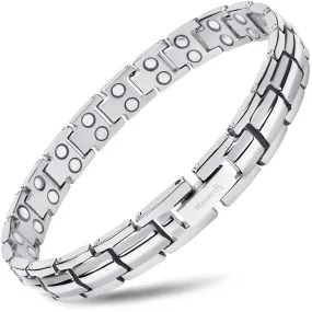 Women's Ultra Strength Silver Titanium Magnetic Therapy Bracelet