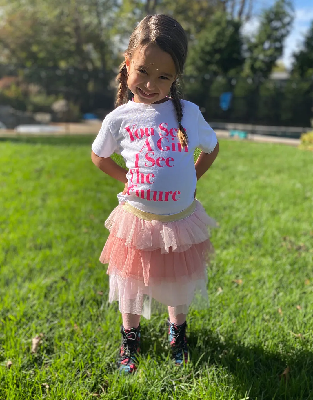 You See A Girl: Toddler & Youth Tee - White/Pink